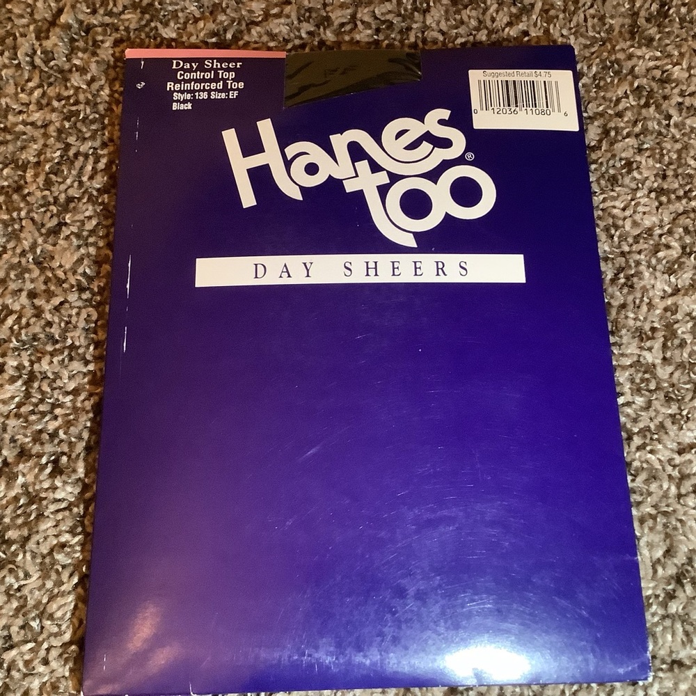 Hanes too day sheer control top pantyhose, color black, size: EF
